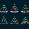 Conjunto de la colección de logotipos triangulares con estilo degradado moderno Premi