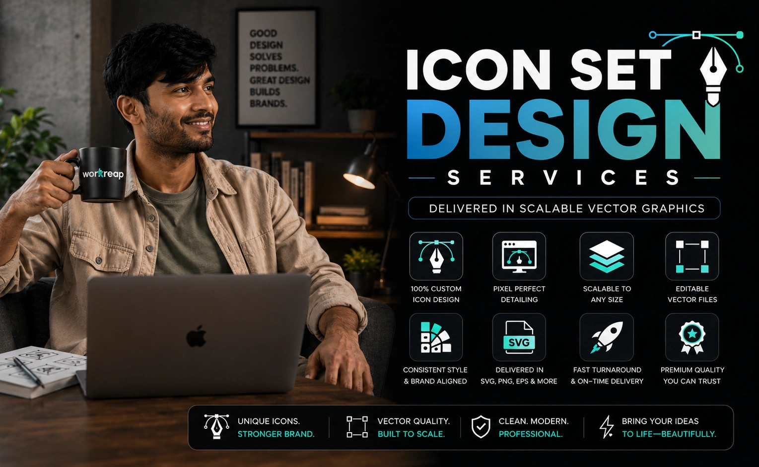Diseñaré iconos vectoriales limpios y escalables para la UI, la experiencia de usuario y las aplicaciones