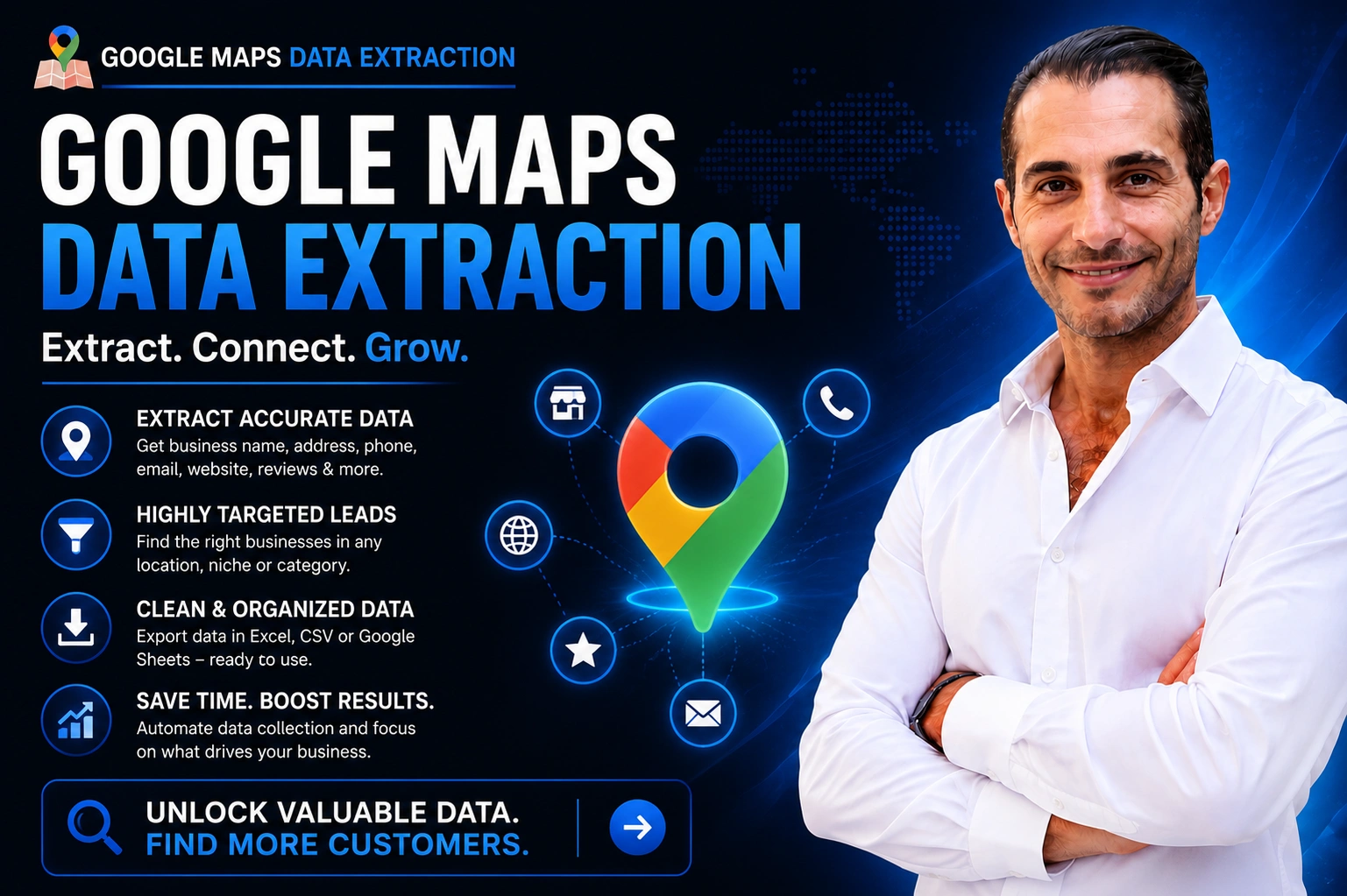 Extracción de datos de prospectos B2B de Google Maps