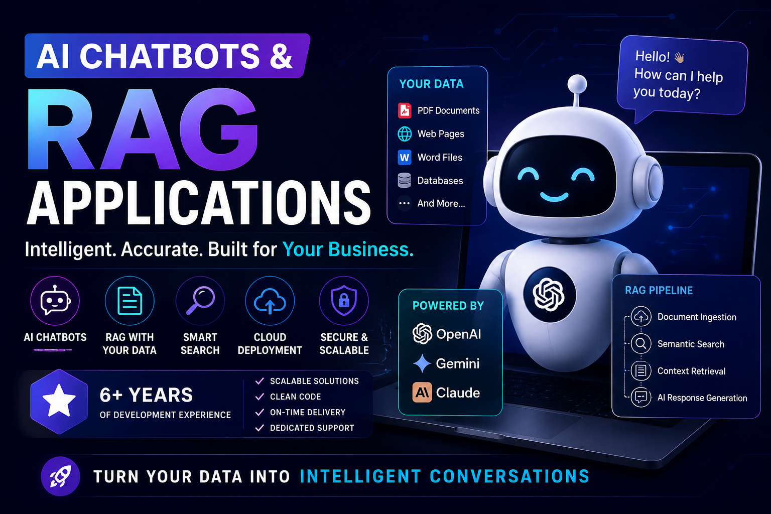 Crearé Chatbots de IA y Aplicaciones RAG para ti